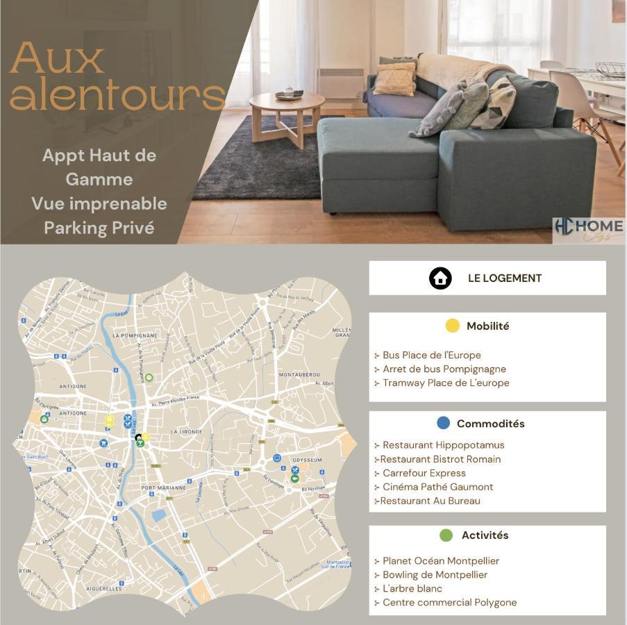 Appartement Cosy , Vue Imprenable, Parking Prive Montpellier Exteriör bild